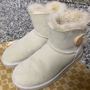 Ugg Mini Bailey Button Boots, Light Beige, Size 8